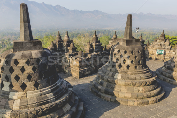 Buddist temple Borobudur on sunset background. Yogyakarta. Java, Stock photo © Mariusz_Prusaczyk
