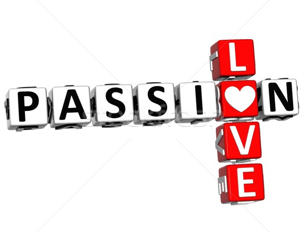 3D pasiune dragoste cuvinte incrucisate text alb Imagine de stoc © Mariusz_Prusaczyk