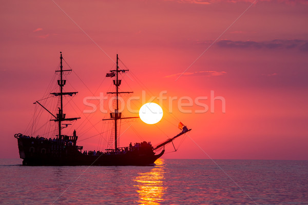 Boot zee zonsondergang oostzee Polen hemel Stockfoto © Mariusz_Prusaczyk