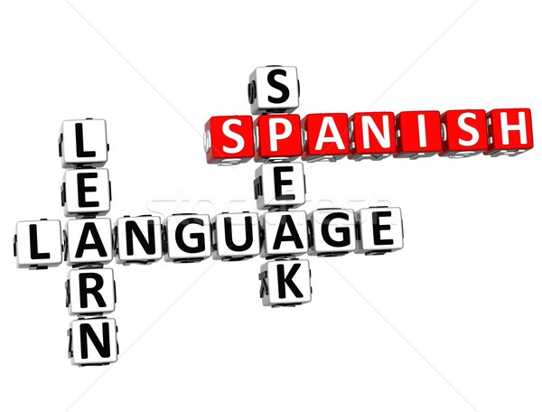 Foto stock: 3D · espanol · idioma · crucigrama · blanco · web