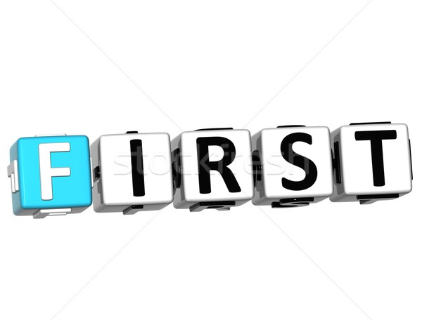 3D First Block Button text Stock photo © Mariusz_Prusaczyk