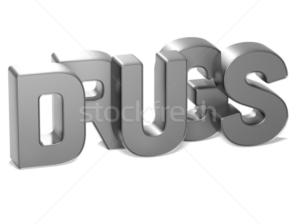 Stockfoto: 3D · woord · drugs · witte · medische · helpen