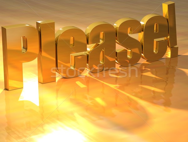 3D Please Gold text  Stock photo © Mariusz_Prusaczyk