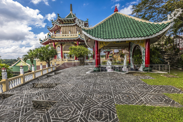 Pagode draak sculptuur tempel hemel natuur Stockfoto © Mariusz_Prusaczyk