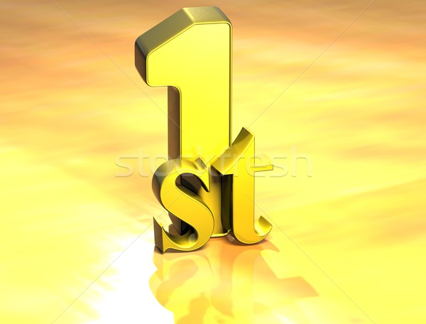 3D Word First on gold background Stock photo © Mariusz_Prusaczyk