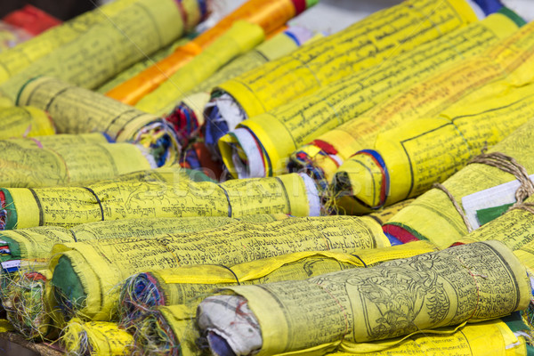 Buddhist Tibetan prayer flags rolled into a roll, Kathmandu, Nep Stock photo © Mariusz_Prusaczyk