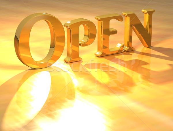 3D Open Gold text  Stock photo © Mariusz_Prusaczyk