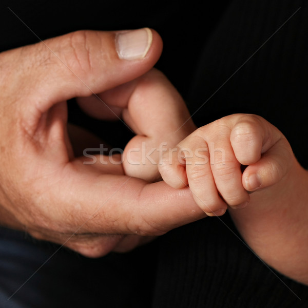 Baba kezek fiatal csecsemő kéz apa Stock fotó © markhayes