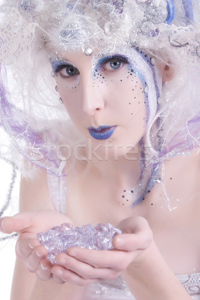 Winter fairy vrouw zwaar make-up fase naar Stockfoto © markhayes