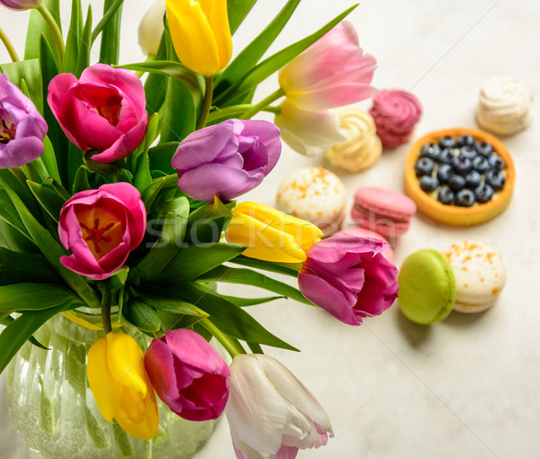 bouquet of tulips on white background Stock photo © markova64el