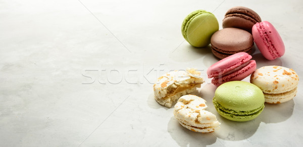 Stock photo: Macaroоns  on a white background. Copy space.