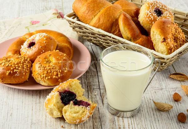 здорового завтрак Ингредиенты белый деревянный стол домашний Сток-фото © markova64el