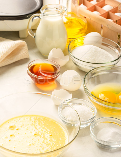 Stock photo: Ingredients for making pancakes