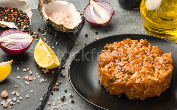 Sauce saumon délicieux riche oméga 3 pétrolières Photo stock © markova64el