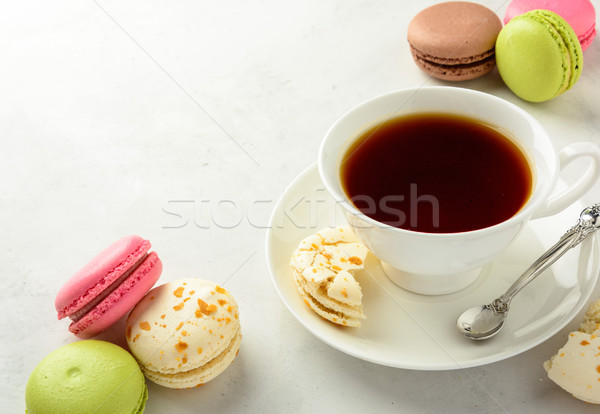 Tea with  macaroons. Copy space .  Stock photo © markova64el