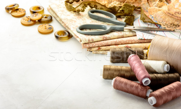 Sewing accessories. Copy space. Stock photo © markova64el