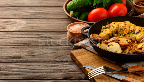 Baked chicken breast stuffed with spinach and cheese  Stock photo © markova64el