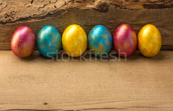 Easter eggs legno copia spazio multicolore naturale primavera Foto d'archivio © markova64el