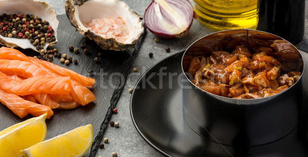 Sos łososia bogate omega 3 oleju Zdjęcia stock © markova64el