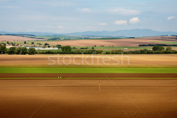 Stock fotó: Vidék · tájkép · mező · traktor · ősz · fű