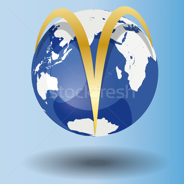 Zodiac semna ilustrare simbol aur glob Imagine de stoc © maros_b