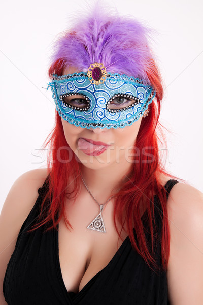 Young plump red-haired woman with mask Stock photo © maros_b