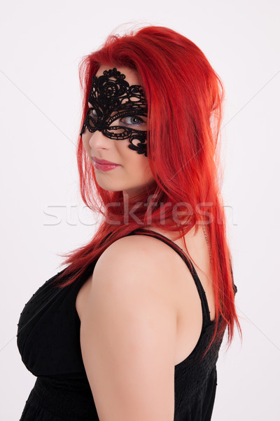 Jonge vrouw masker portret carnaval gezicht Stockfoto © maros_b
