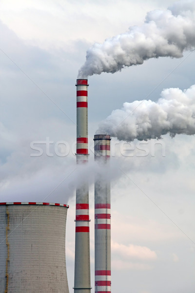 Lucht verontreiniging wolken gebouw rook industriële Stockfoto © martin33