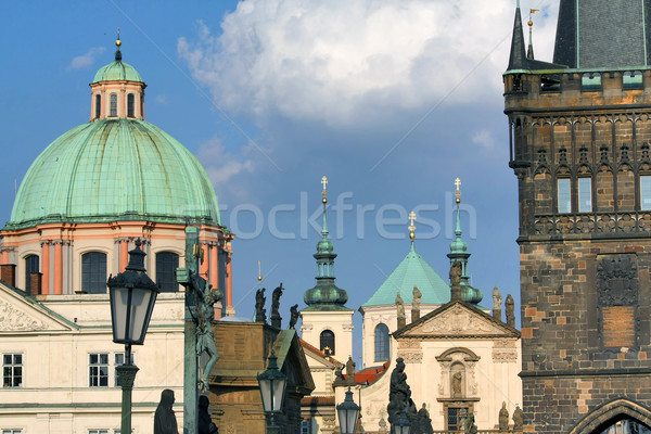 Praha okno kościoła miejskich lampy gothic Zdjęcia stock © martin33