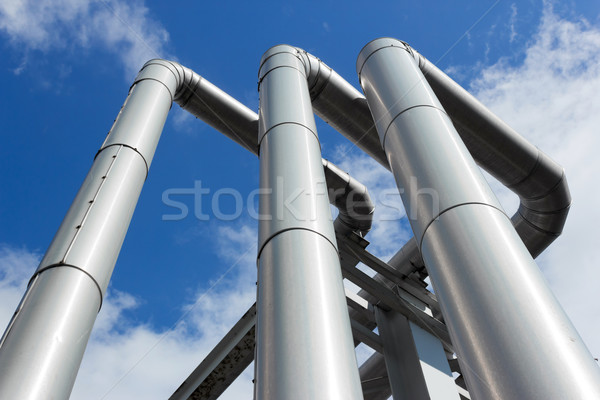 Pipeline glänzend blauer Himmel Wolken Bau Industrie Stock foto © martin33