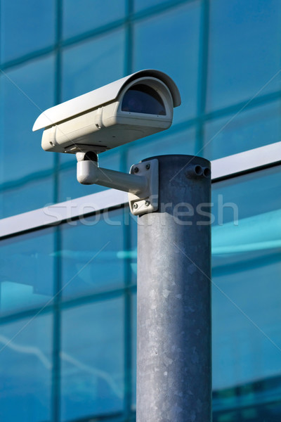 Cámara de seguridad televisión pared tecnología azul vídeo Foto stock © martin33
