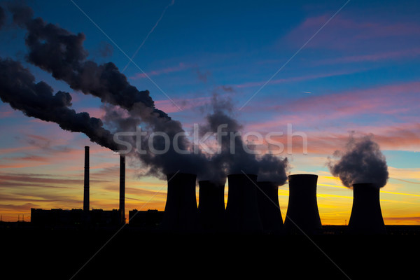 Erőmű este égbolt sziluett épület naplemente Stock fotó © martin33