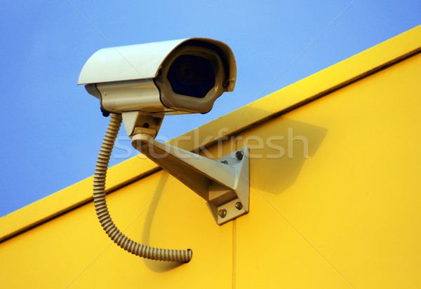 Telecamera di sicurezza tecnologia sicurezza blu urbana guardare Foto d'archivio © martin33