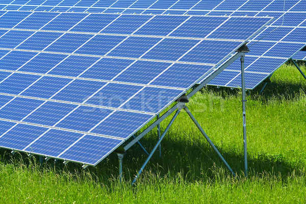 Energia słoneczna roślin trawy technologii przemysłu elektrycznej Zdjęcia stock © martin33