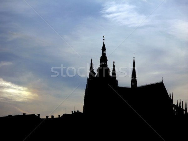 Praha zamek niebo budynku miasta sylwetka Zdjęcia stock © martin33