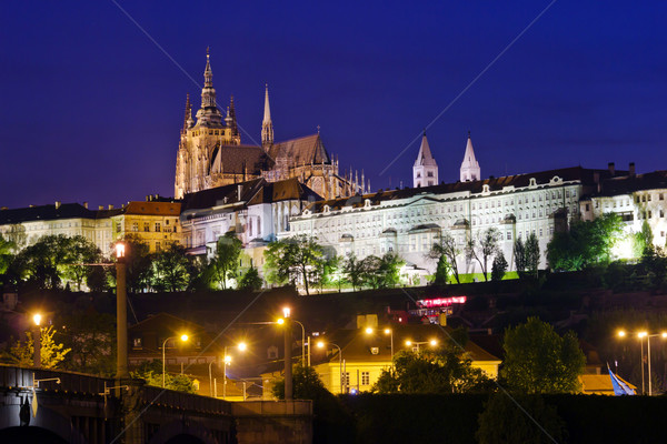 Praha zamek noc światła świetle podróży Zdjęcia stock © martin33