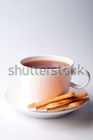 Beker thee cookies voedsel cafe ontbijt Stockfoto © marylooo