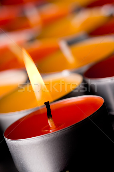 Llameante velas macro imagen oscuro fuego Foto stock © marylooo