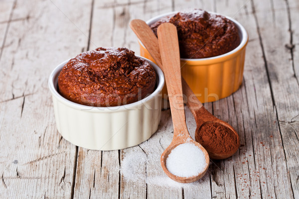 fresh baked browny cakes, sugar and cocoa powder  Stock photo © marylooo