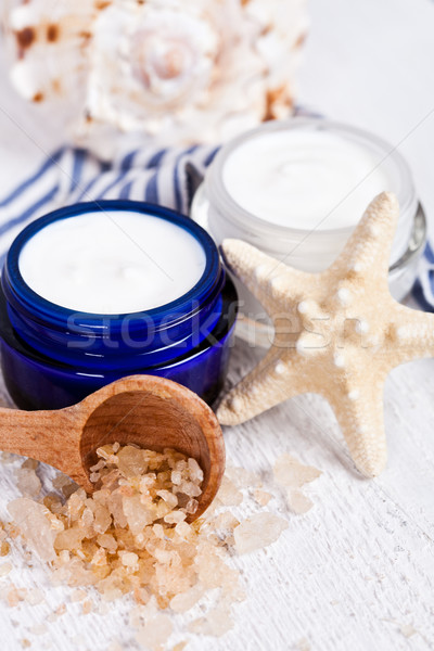 face cream and sea salt  Stock photo © marylooo