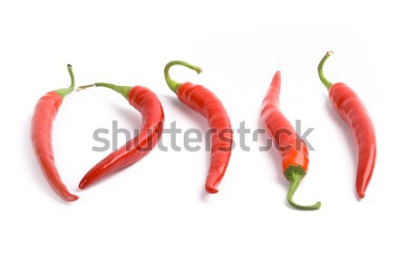 öt piros hűvös paprikák izolált fehér Stock fotó © marylooo