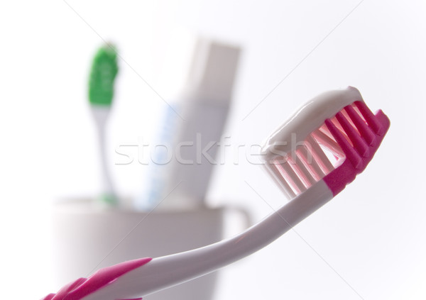 牙膏 美女 醫藥 浴室 商業照片 © marylooo