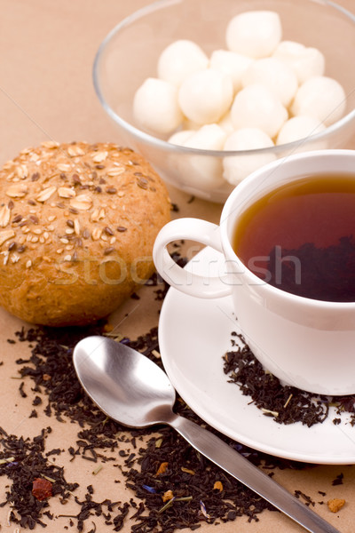 tea, mozzarella and bread Stock photo © marylooo