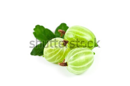 Stock photo: gooseberries with leaves 