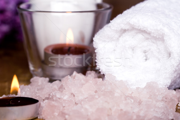 Spa productos toalla sal velas Foto stock © marylooo