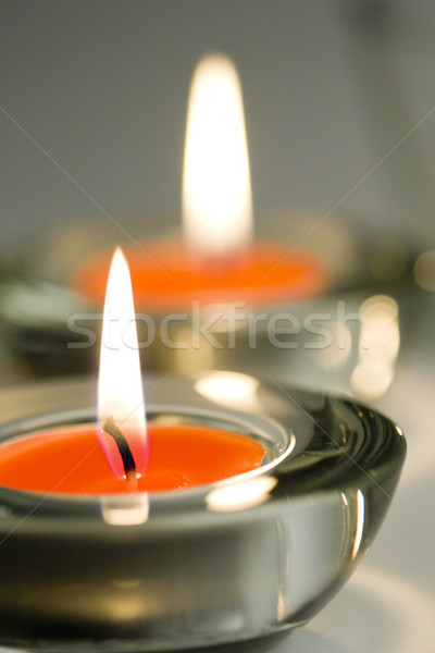 Dos velas llameante fuego luz rojo Foto stock © marylooo
