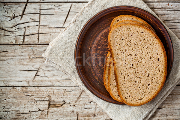 Stockfoto: Rogge · brood · plaat · rustiek · houten · tarwe