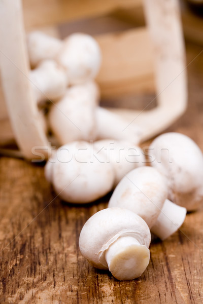 Vers champignon houten gezondheid restaurant witte Stockfoto © marylooo