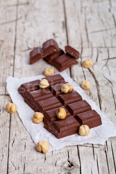 Chocolat noix rustique bois amour noir [[stock_photo]] © marylooo