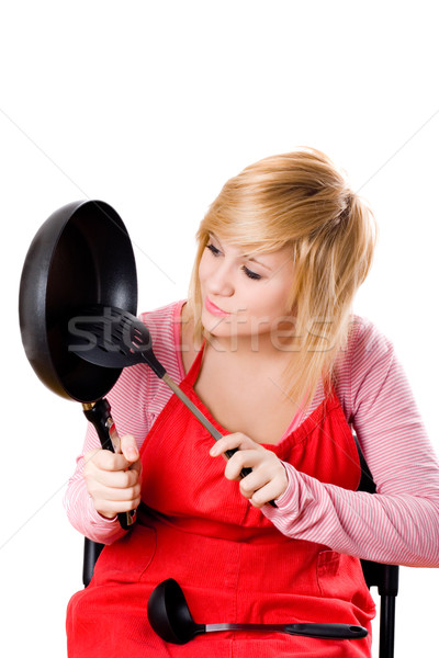  housewife with kitchen utensil Stock photo © marylooo